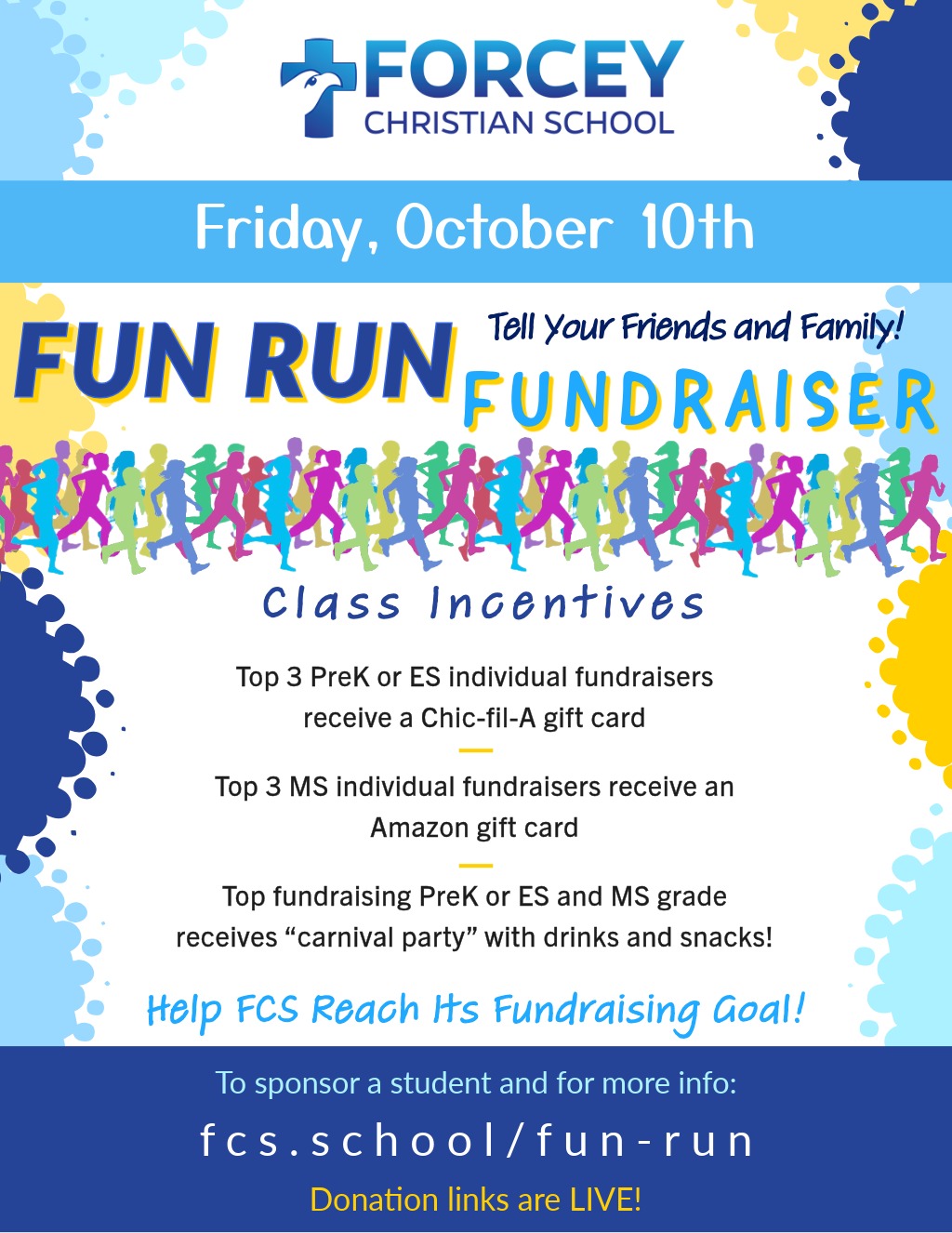 Forcey Christian School's Annual Fun Run Fundraiser - Friday, October 10, 2025